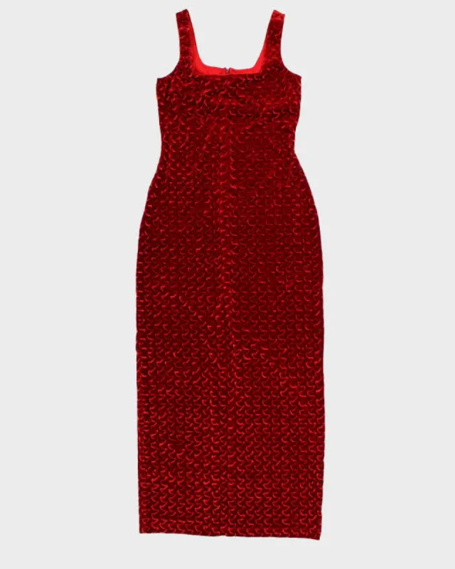 Vintage 80s/90s Algo Red Velvet Dress - S sold by Rokit