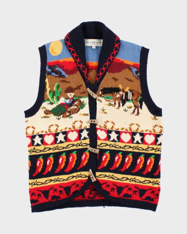 Vintage 90s The Eagle's Eye Western Cowboy Knit Vest - S sold by Rokit
