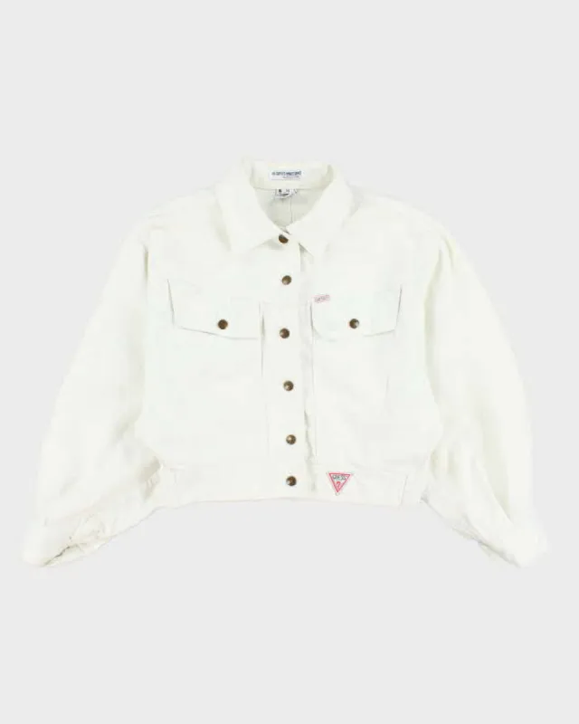 Vintage Guess White Batwing Denim Jacket - M sold by Rokit