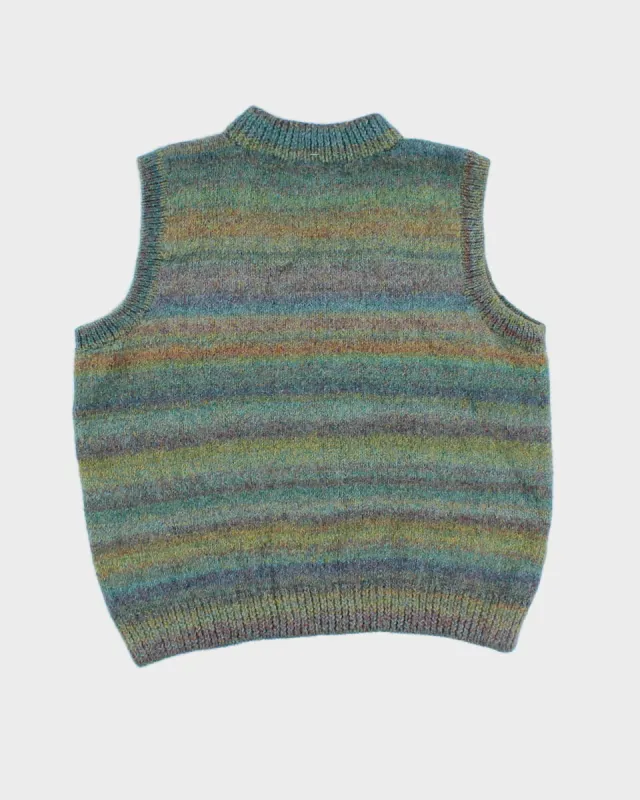 Knit Quarter Zip Multi-coloured Vest - M sold by Rokit