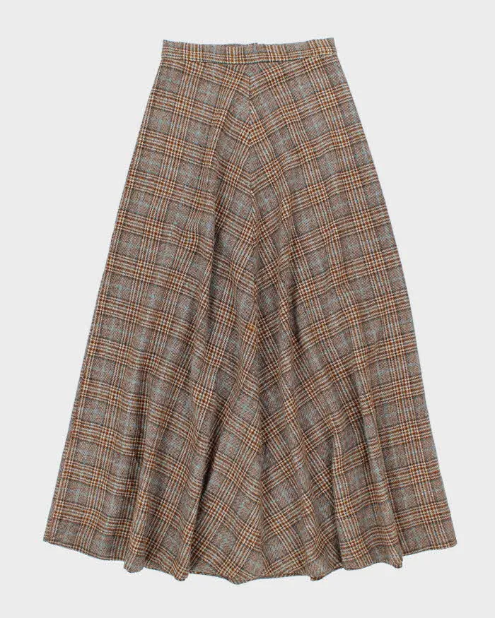 Vintage 1970s Blue Plaid Wool Maxi Skirt - S sold by Rokit