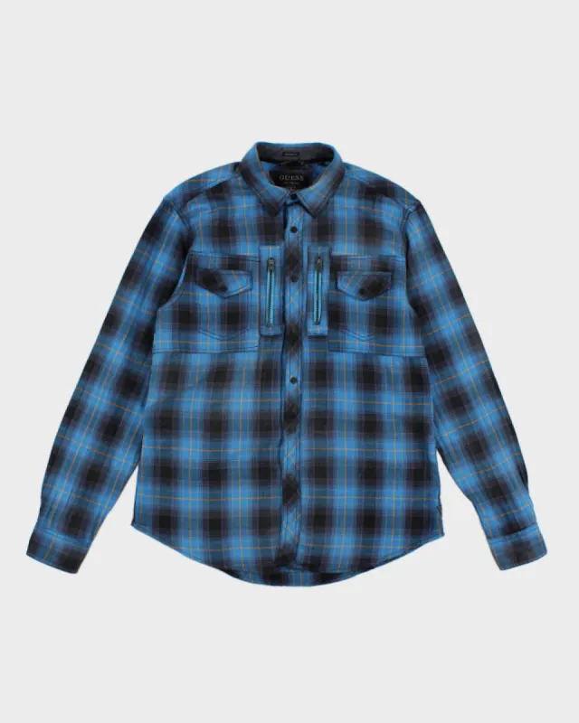 Mens Guess Blue Plaid Button Up Work Shirt - M sold by Rokit
