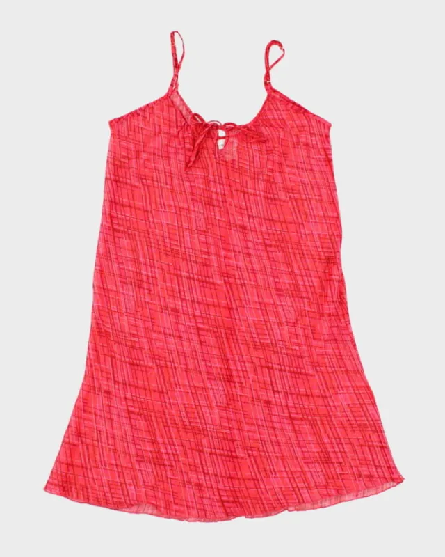 Vintage 90s Mesh Patterned Pink Slip Dress - S made by Rokit