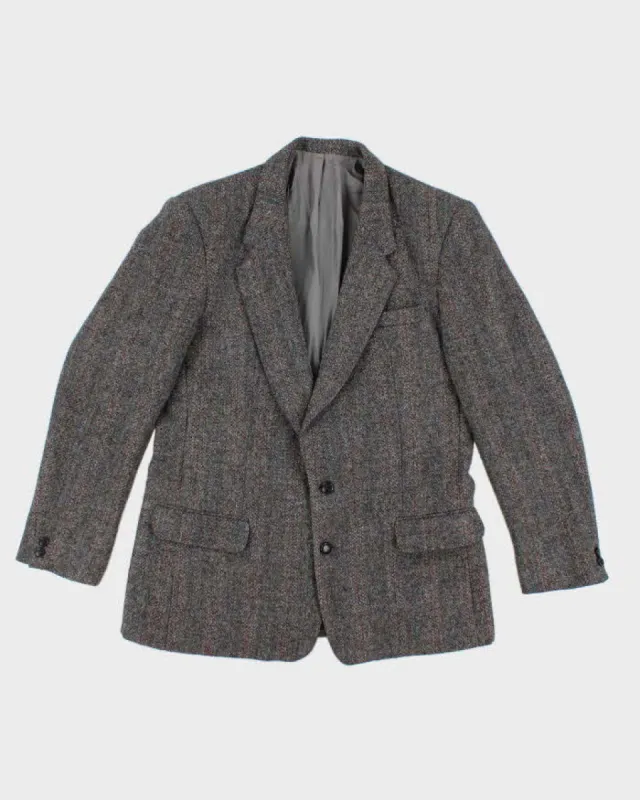 80s Vintage Mens Grey Harris Tweed Blazer - L sold by Rokit