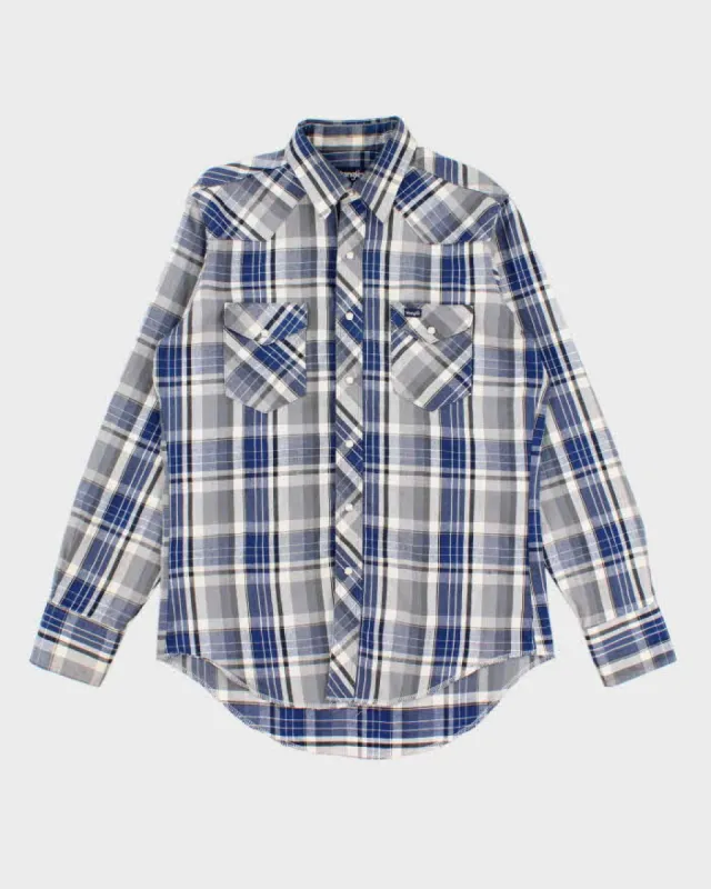 90s Vintage Mens Blue Wrangler Flannel Shirt - XL sold by Rokit