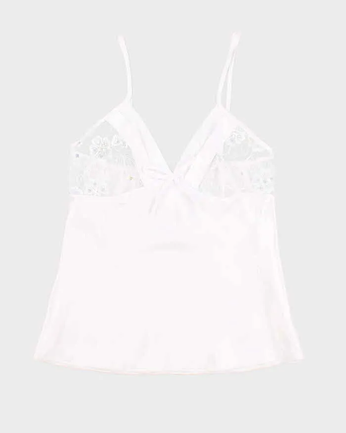 Y2k 00s White Lingerie Cami Top - M sold by Rokit