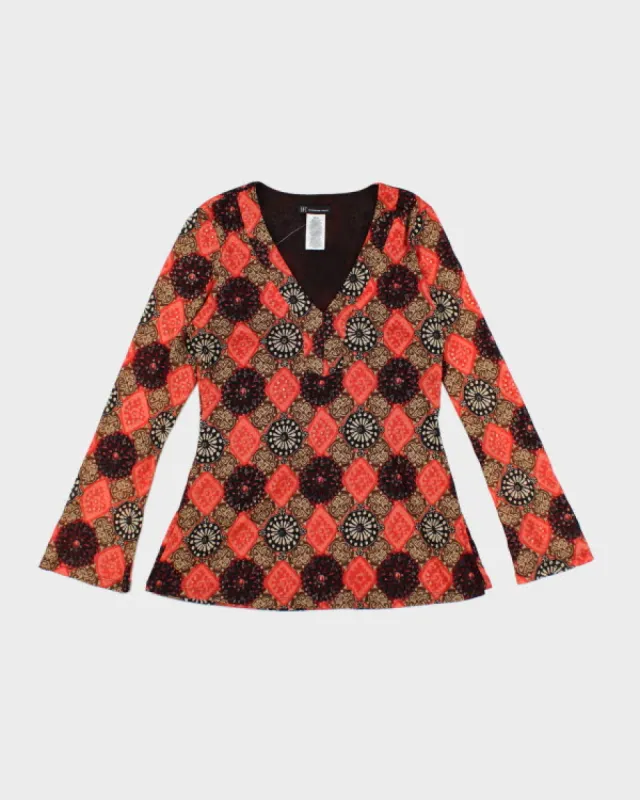 Y2k 00s Pattern Long Sleeve Top - M sold by Rokit