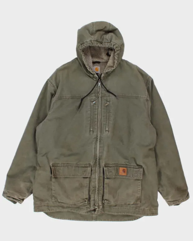 Vintage Mens Green Carhartt Fleece Lined Hooded Jacket - XL sold by Rokit