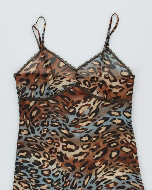 Y2k 00s La Vie En Rose Leopard Mesh Slip Dress - M sold by Rokit product image thumbnail 4