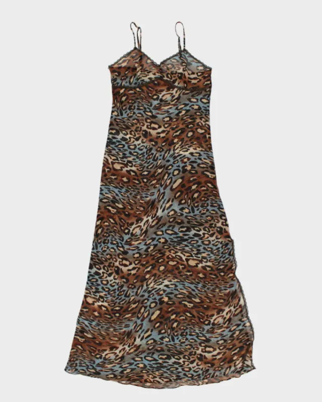 Y2k 00s La Vie En Rose Leopard Mesh Slip Dress - M sold by Rokit