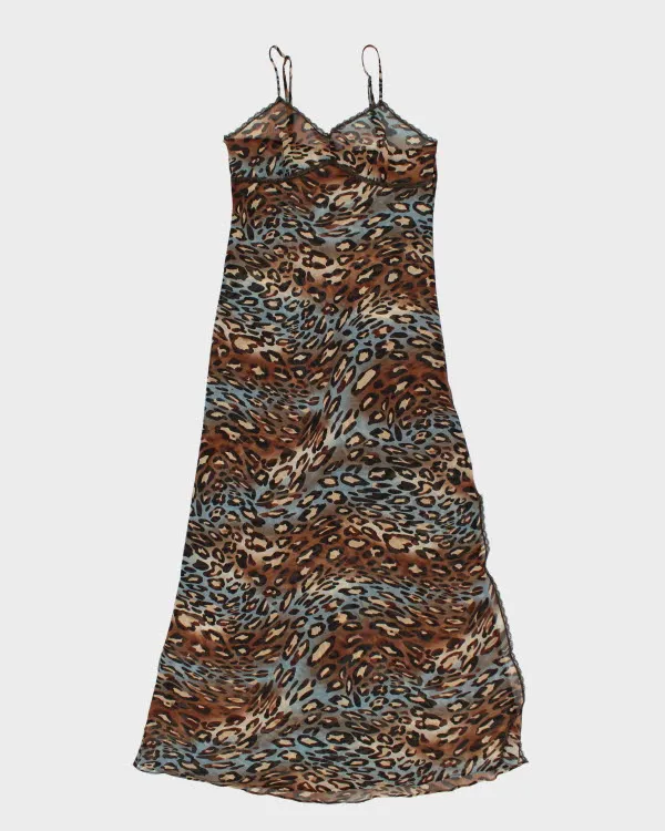 Y2k 00s La Vie En Rose Leopard Mesh Slip Dress - M sold by Rokit