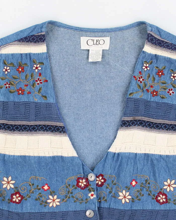 Vintage Denim Embroidered Waistcoat - M sold by Rokit product image thumbnail 3