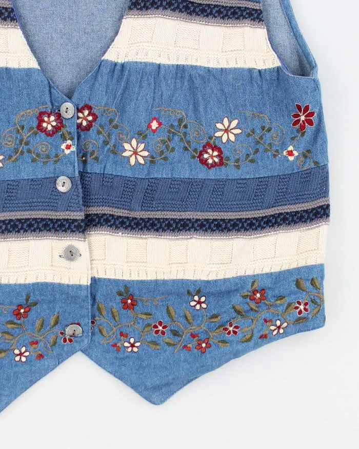 Vintage Denim Embroidered Waistcoat - M sold by Rokit product image thumbnail 4