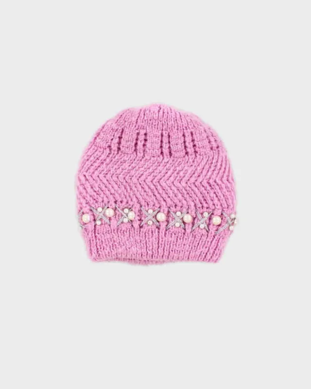 Unisex Pink Hand Knit Beanie - O/S sold by Rokit