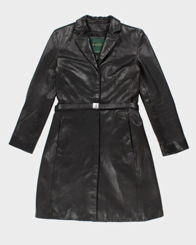 Vintage Danier Classic Belted Leather Coat - S sold by Rokit