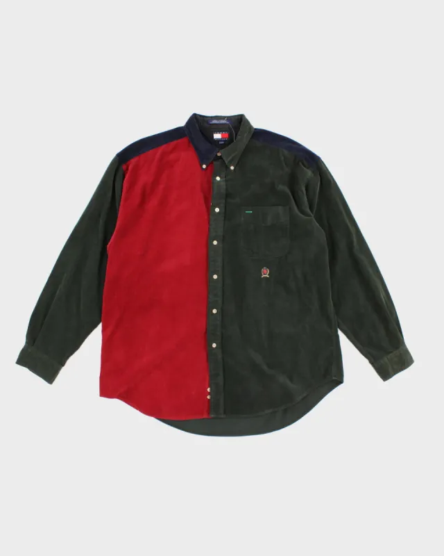 Vintage 90s Tommy Hilfiger Colour Block Corduroy Shirt - XL made by Tommy Hilfiger