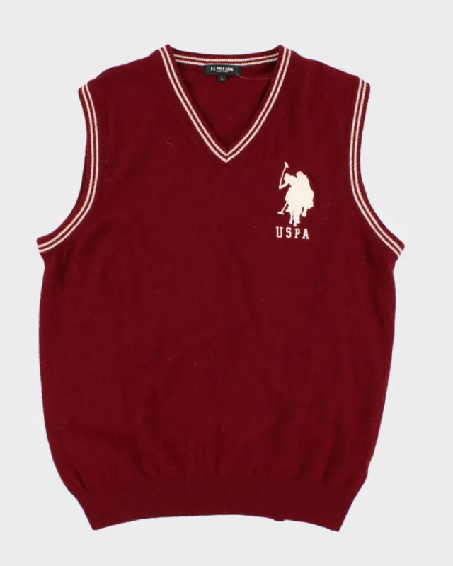 Vintage 90s U.S. Polo Assn Red Lambswool Vest - L sold by Rokit
