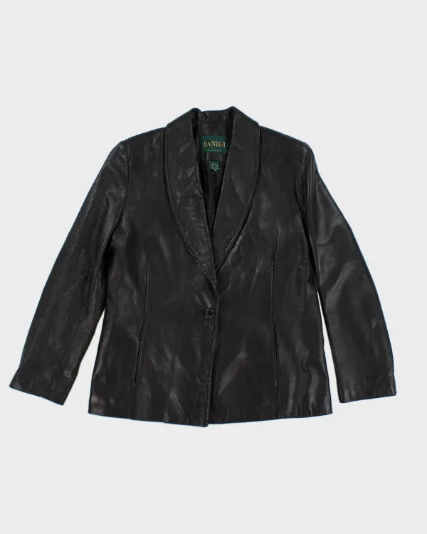 Danier Black Leather Blazer Jacket - M sold by Rokit