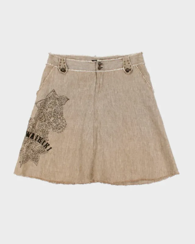 Y2k 00s David Bitton Linen Embroidered Skirt - M sold by Rokit