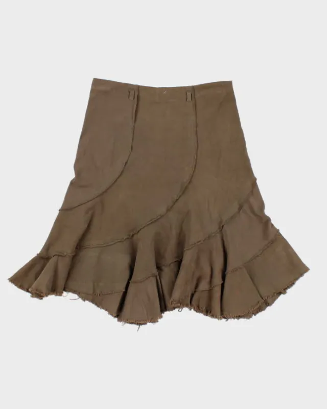 Vintage Woman's Khaki Asymmetric skirt - M sold by Rokit