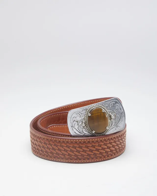 Vintage Martin Saddlery Brown Leather Braided Belt - W38 sold by Rokit