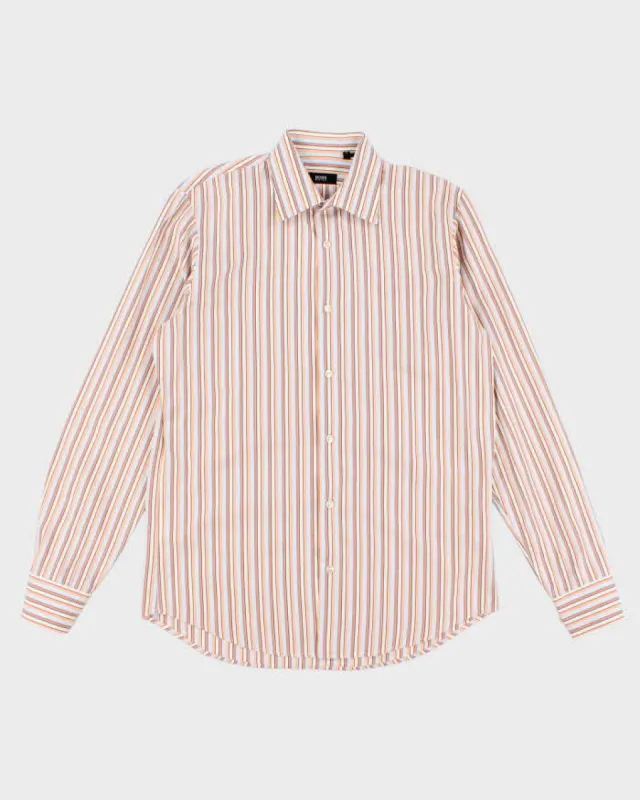 Men's Orange Striped Boss Shirt - M sold by Rokit