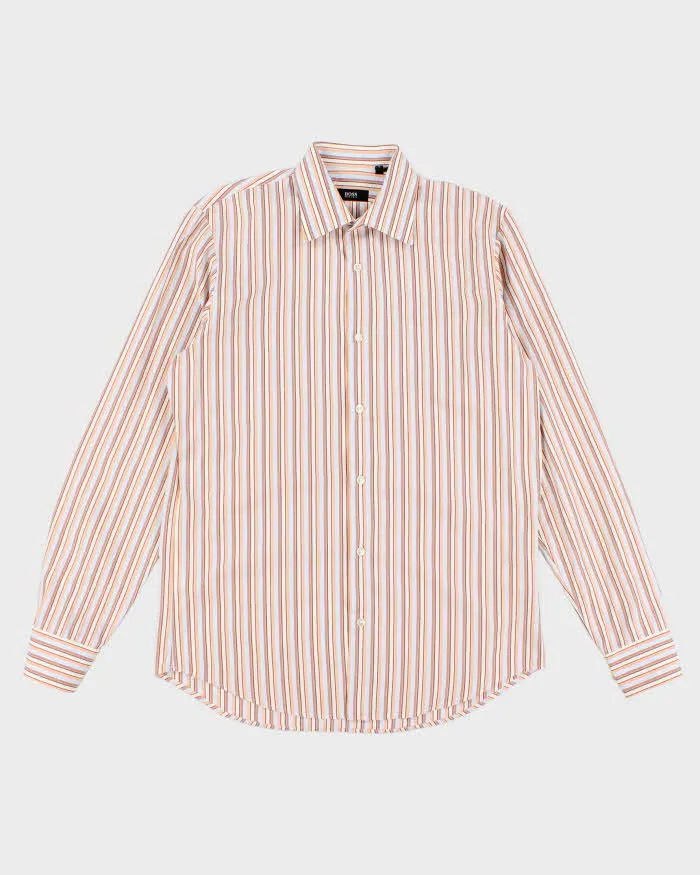 Men's Orange Striped Boss Shirt - M sold by Rokit