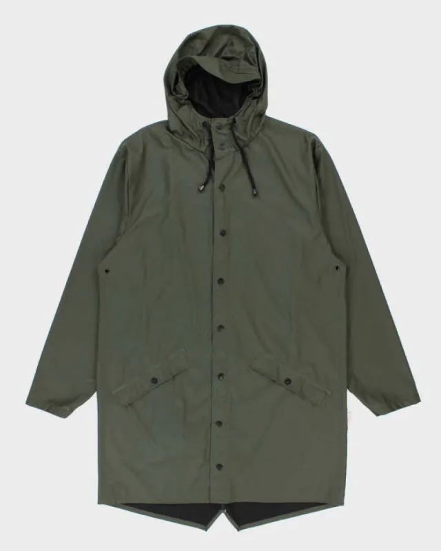 Men's Green Rains Waterproof Long Line Hooded Jacket - M sold by Rokit