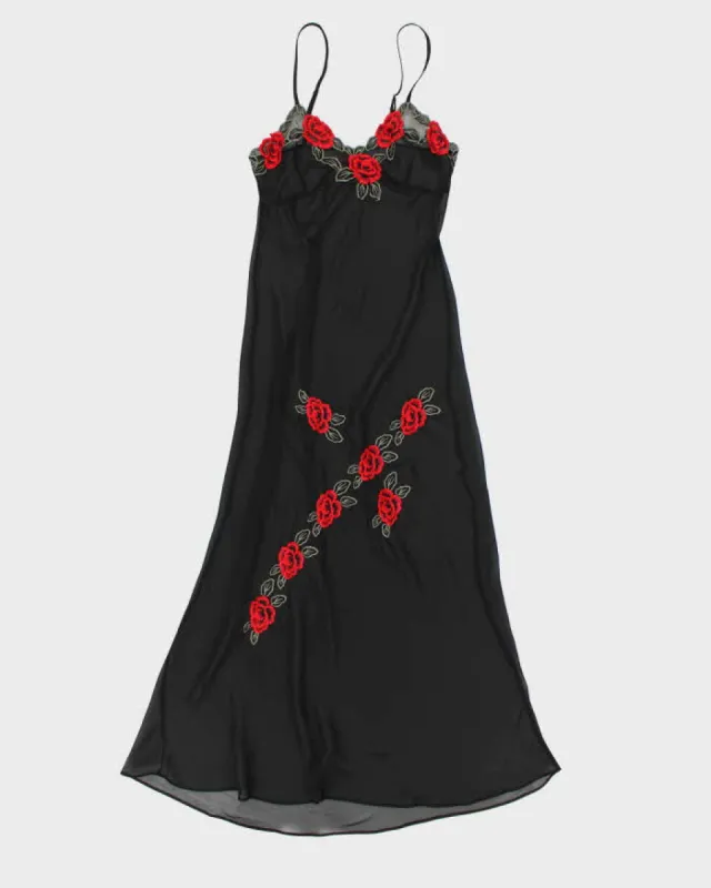 Y2k 00s La Vie En Rose Black Mesh Slip - S sold by Rokit