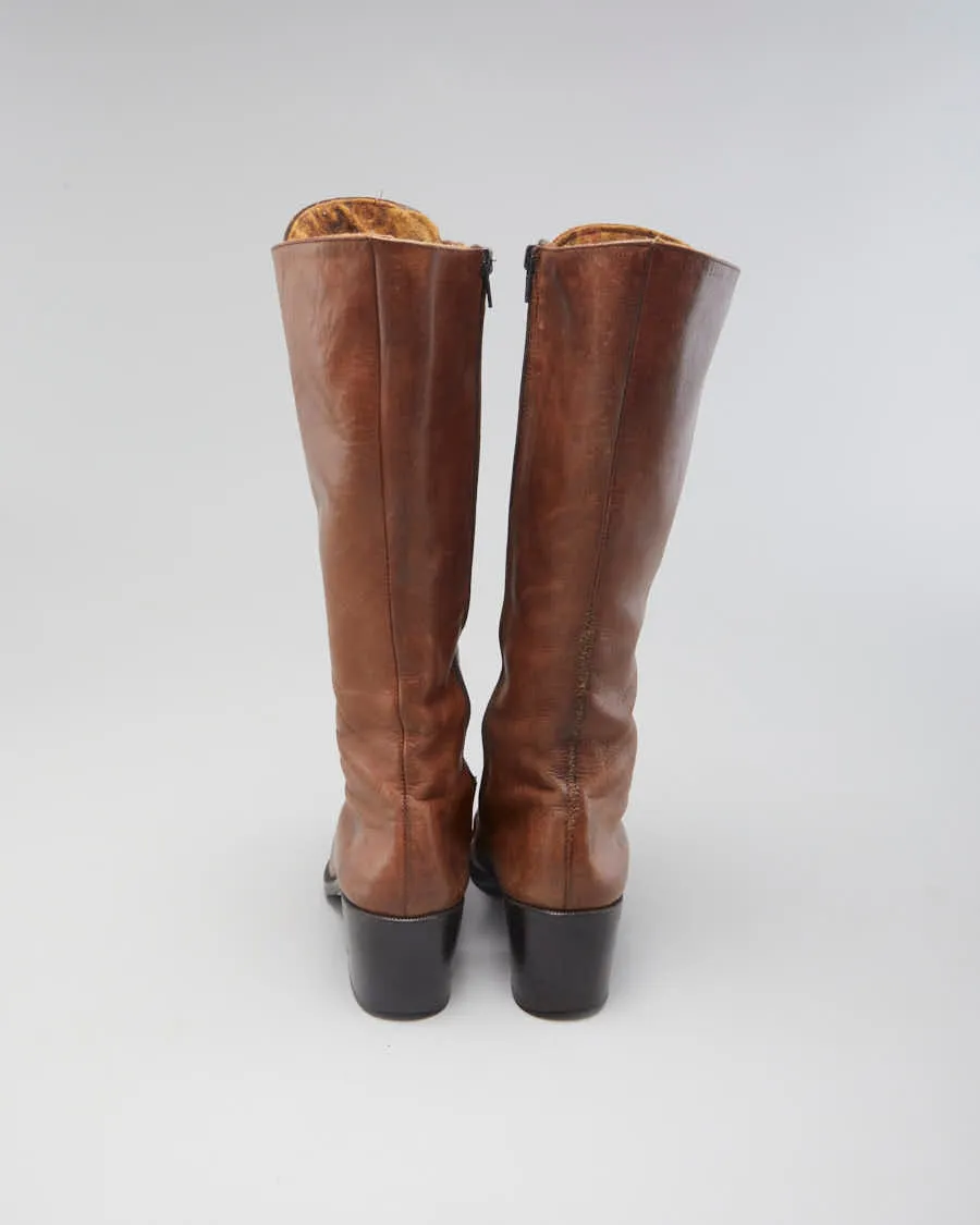Vintage Women's Brown Leather Lace Up Heeled Boots - UK6 sold by Rokit product image thumbnail 4
