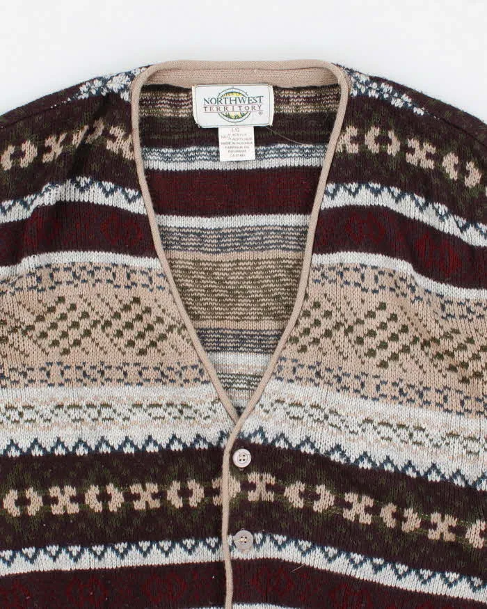 Vintage 90s Northern Territory Patterned Knit Cardigan Vest - L sold by Rokit product image thumbnail 3