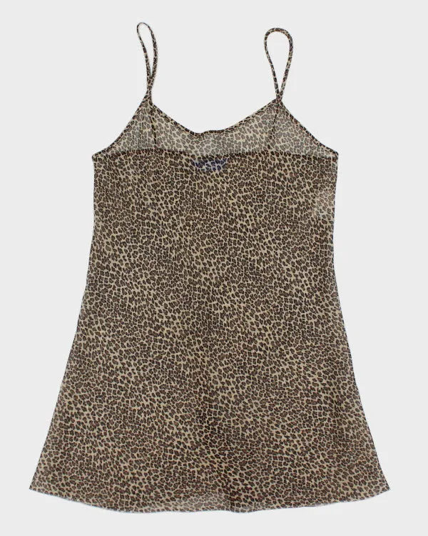 Y2k 00s Body Chat Leopard Mesh Slip Dress - L sold by Rokit
