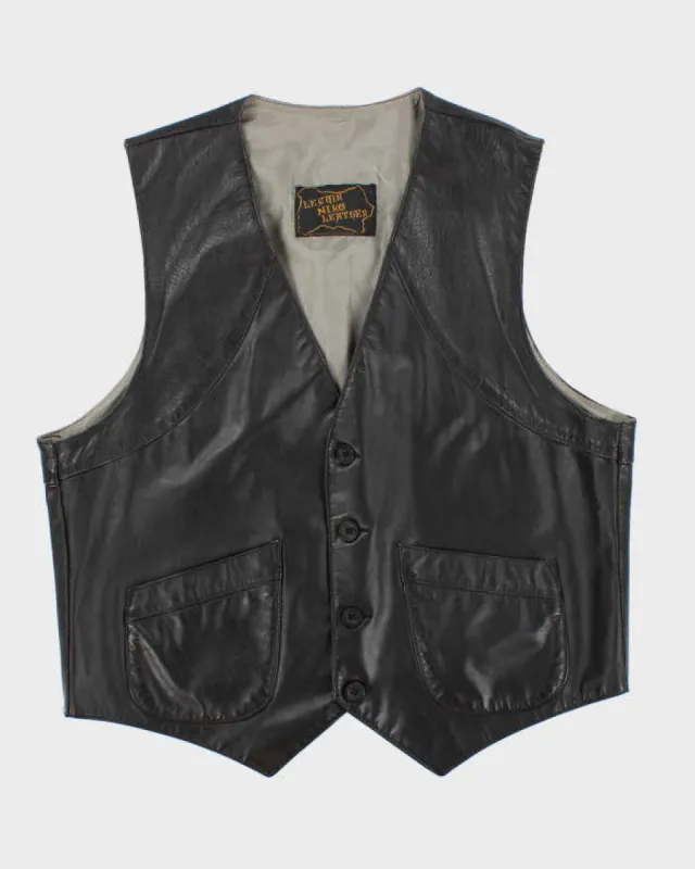 Vintage Men's Black Leather Waistcoat - M sold by Rokit
