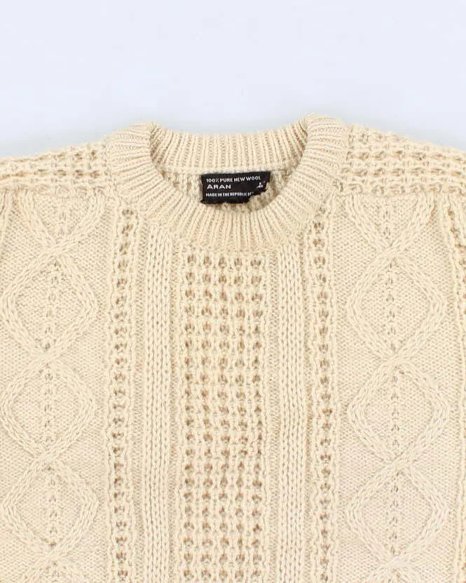 Vintage Men's Cream Wool Cable Knit Sweater - M sold by Rokit product image thumbnail 3