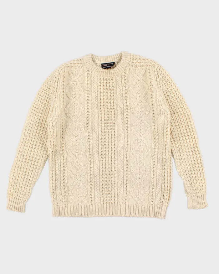 Vintage Men's Cream Wool Cable Knit Sweater - M sold by Rokit