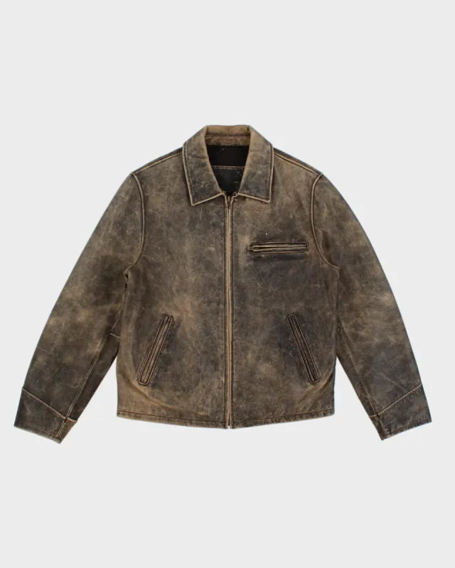 Womens Vintage Distressed Leather Jacket - M sold by Rokit