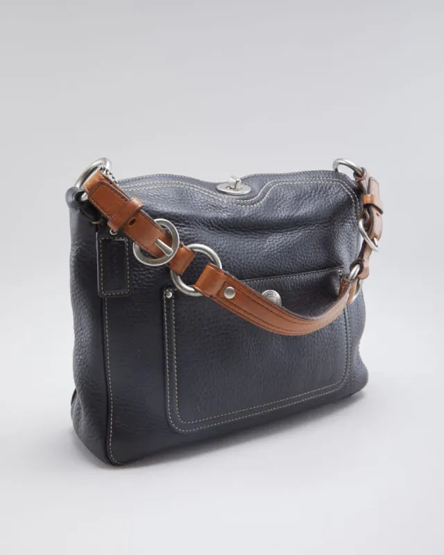 Vintage Black Leather Coach Handbag sold by Rokit