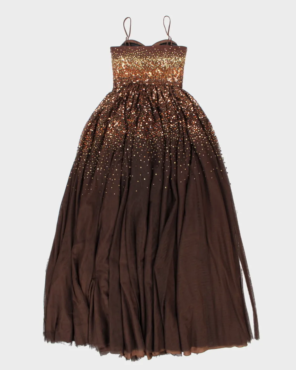 Beaded Brown and Gold Stunning Evening Occasion Dress - S XS sold by Rokit product image thumbnail 2