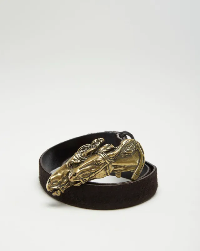 Vintage Brown Faux Cow Hide Horse Belt - L41 W1 sold by Rokit