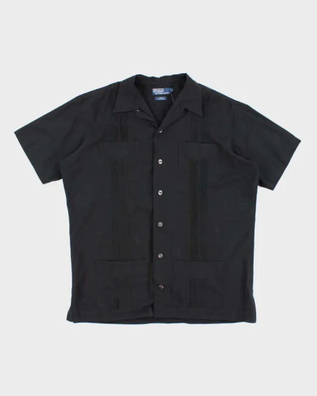 Vintage 90s Ralph Lauren Black Pleated Shirt - M sold by Rokit