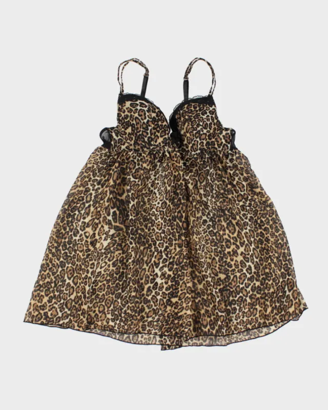 00s Y2k Leopard Print Mesh Lingerie Top - M sold by Rokit