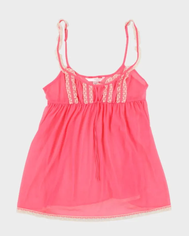 Y2k 00s Victoria's Secret Pink Mesh Cami - M sold by Rokit