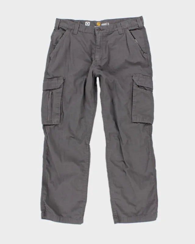00s Carhartt Grey Cargo Workwear Trousers - W36 L30 sold by Rokit