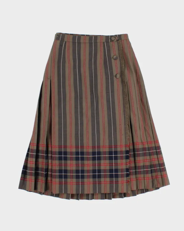 70's Vintage Wool Pleated Check  Skirt - S sold by Rokit