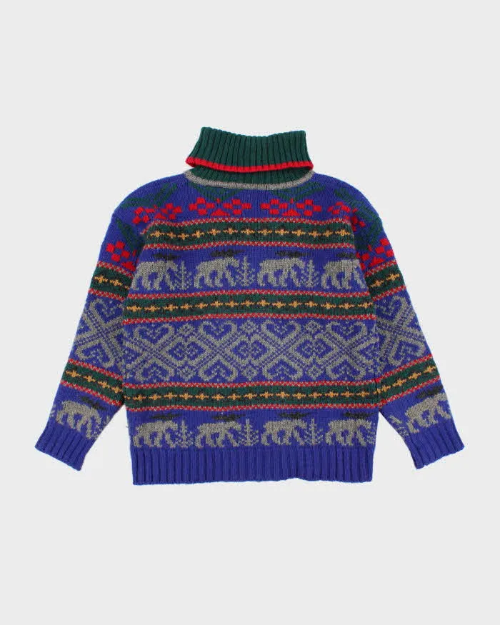 Vintage 80s Eddie Bauer Patterned Wool Turtleneck - S sold by Rokit product image thumbnail 2