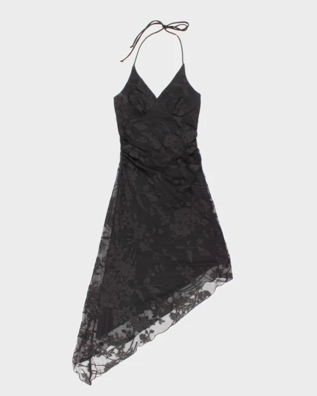 Vintage 90s Le Chateau Lined Floral Mesh Halter Neck Dress - S sold by Rokit