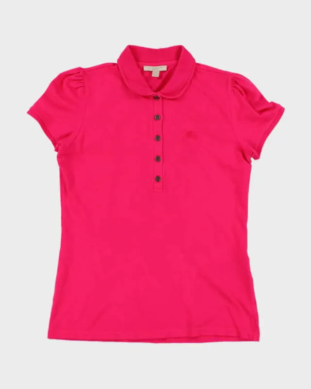Vintage Burberry Pink Polo Shirt - M made by Burberry