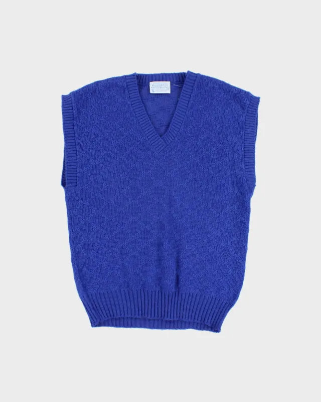 Vintage Blue Wool Knit Vest - XL sold by Rokit