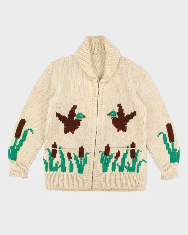 Vintage Chunky Knit Duck Zip Up - L sold by Rokit
