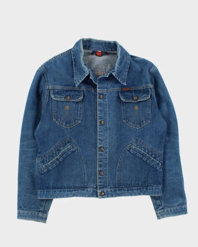 Vintage Men's Blue Light Wash Three Bars Denim Jacket - M sold by Rokit